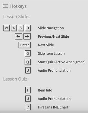 The old lesson hotkey menu