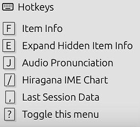 The new review hotkey menu