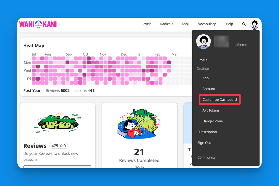 Editing a dashboard widget